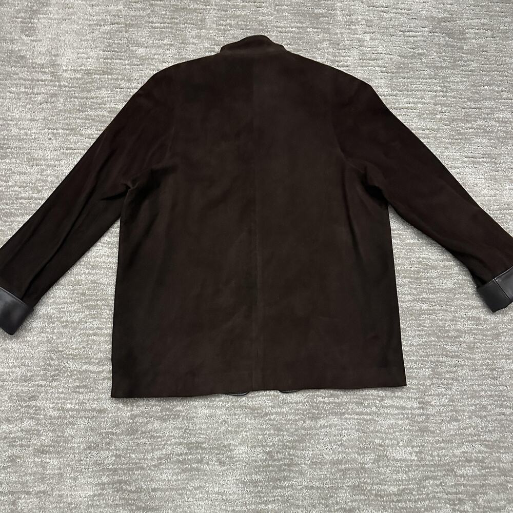 Overland Jacket Womens 8 Brown Suede Leather Trim Button Front Lined Collared - Picture 6 of 14
